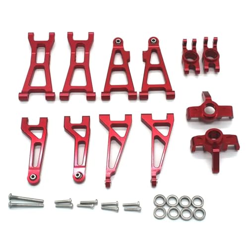 EEQANAO for MJX 1/16 M163 16208 16209 16210 H16V3 RC Fernbedienung Auto Metall Upgrade Teile Schwinge Lenkung Tasse Hinterrad Sitz Teile(Rood) von EEQANAO