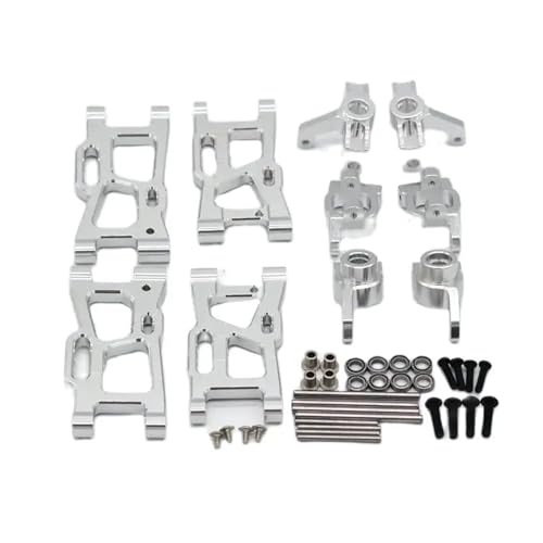 EEQANAO for WL-Toys 144001 144010 124008 124010 124007 124016 124017 124018 124019 RC Fernbedienung Auto Metall Upgrade Swing Arm Kit(Silver) von EEQANAO