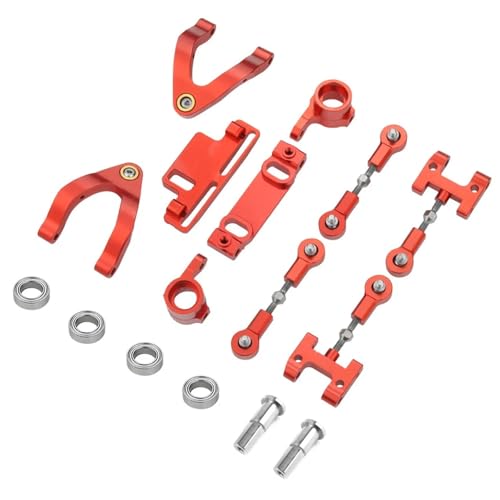 EEQANAO for WPL D12 D42 Metall Oberen Unteren Arm Lenkung Tasse Lenkung Slider Drehen Block 1/10 RC Auto Upgrades Teile zubehör(Rood) von EEQANAO
