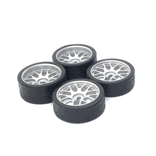 EEQANAO for Wl-Toys K989 K969 284131 284010 1/28 RC for Kyo-SHO for Mini-z for Mini-d Fernbedienung Auto Metall Radnabe Rennreifen(Silver) von EEQANAO