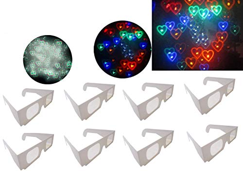EEkiiqi Rainbow 10 Packungen Herzen Feuerwerk 3D Beugung Brille Karton 3D Brille Spezialeffekt für Outdoor Musik Party Bar Feuerwerk Display Urlaub Lichter Club Konzert Lichter (10 Packungen) von EEkiiqi