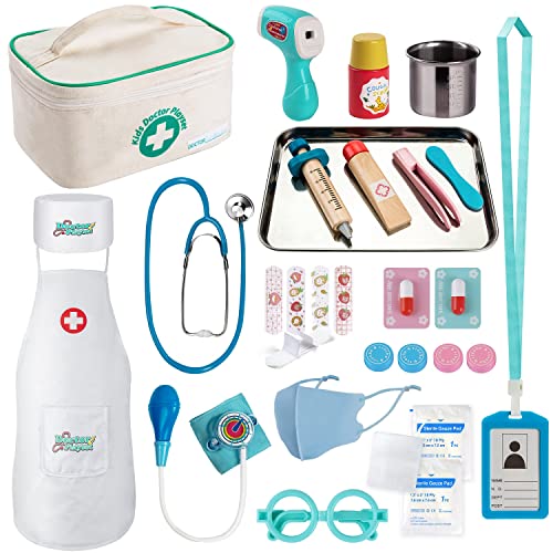 EFO SHM Arztkoffer Kinder Holz Arzttasche Doktorkoffer Spielzeug, Echt Stethoskop, Arztkittel Doktor Spielset Rollenspiel Kit Geschenke für Kinder ab 3 Jahren EFO SHM Arztkoffer Kinder Holz Arzttasche Doktorkoffer Spielzeug, Echt Stethoskop, Arztkittel Doktor Spielset Rollenspiel Kit Geschenke für Kinder ab 3 Jahren von EFO SHM