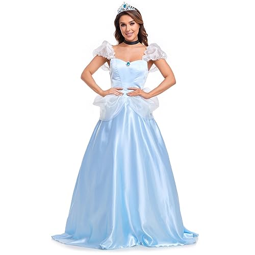 EFOGEP Damen Schönheit Prinzessin Kostüm Halloween Party Kleid Puff Kurzarm Quadrat Hals Weihnachten Karneval Cosplay Dress Up Outfit mit Zubehör Gelb Ballkleider Blau M EFOGEP Damen Schönheit Prinzessin Kostüm Halloween Party Kleid Puff Kurzarm Quadrat Hals Weihnachten Karneval Cosplay Dress Up Outfit mit Zubehör Gelb Ballkleider Blau M von EFOGEP
