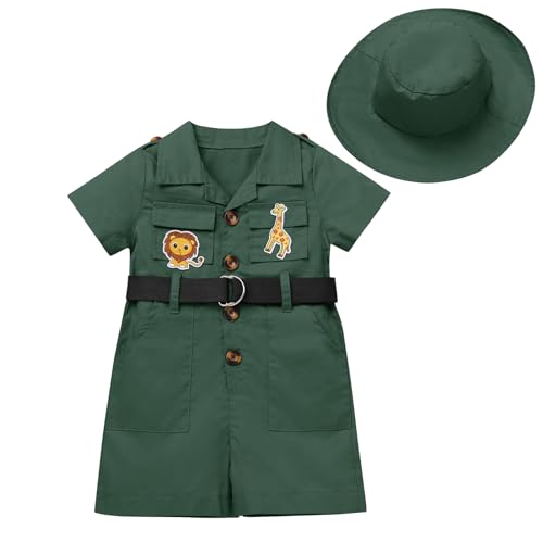 EFOGEP Wilde ein Geburtstag Dekorationen: Baby jungen M�dchen Safari Explorer Kost�m kurze �rmel Strampler Overall mit G�rtel+Hut 2PCS Cake Smash Froest Abenteuer Zoo Keeper Outfit Gr�n 6-12 Monate EFOGEP Wilde ein Geburtstag Dekorationen: Baby jungen M�dchen Safari Explorer Kost�m kurze �rmel Strampler Overall mit G�rtel+Hut 2PCS Cake Smash Froest Abenteuer Zoo Keeper Outfit Gr�n 6-12 Monate von EFOGEP