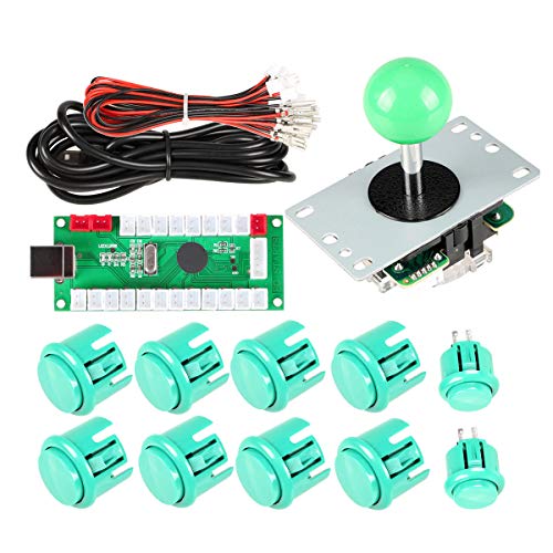 EG STARTS 1 Spieler Arcade DIY Kit USB-Encoder zu PC Arcade Joystick-Tasten für USB MAME PC-Spiel DIY & Raspberry Pi Retro Controller Teile (Grün) von EG STARTS