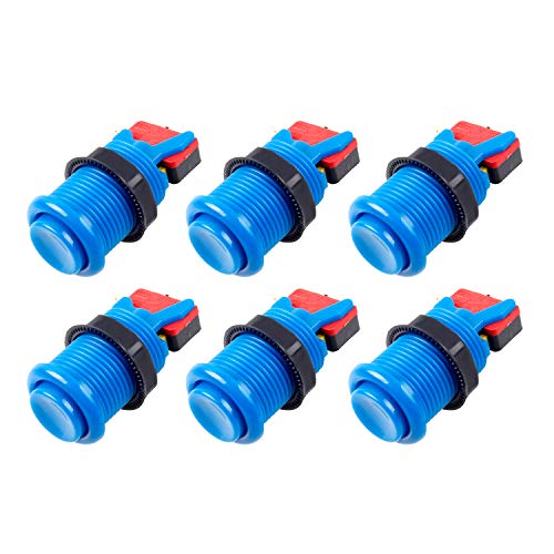 EG STARTS 6X American Style Standard Arcade Tasten umschaltbar Happ Typ 30mm Druckknopf 187 "(4,8 mm) terminal Jamma Mame Kit Teile (Blau) von EG STARTS