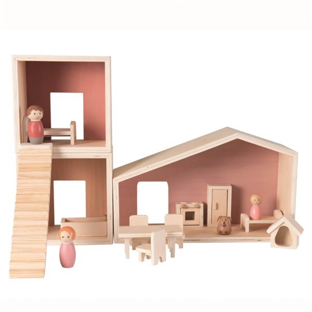 Flexibles Holzpuppenhaus mit Figuren und Möbelset Flexibles Holzpuppenhaus mit Figuren und Möbelset von EGMONT TOYS