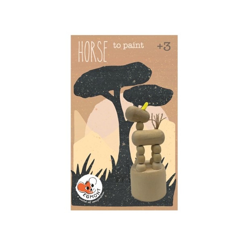 Holz-Push-Up-Pferd zum Bemalen, Drücktier Pferd Holz-Push-Up-Pferd zum Bemalen, Drücktier Pferd von EGMONT TOYS