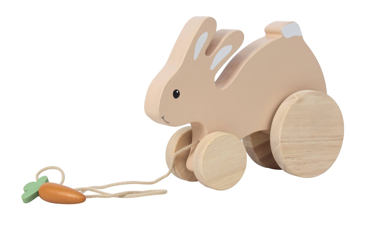 Nachziehtier Hase, aus Holz- das perfekte Spielzeug für unterwegs! von EGMONT TOYS