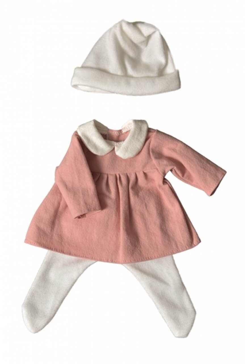 Puppenkleidung Kleid mit Strumpfhose, weiss/rosa, für EgmontToys Puppen 30-32cm von EGMONT TOYS