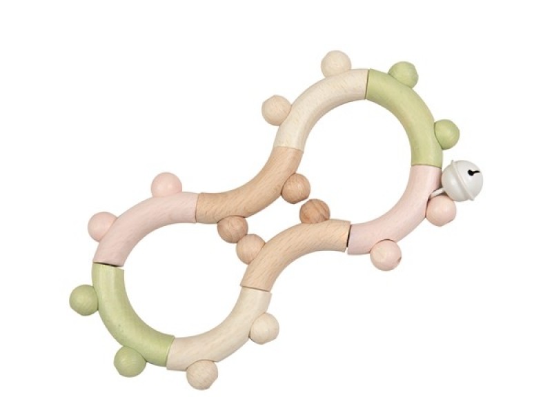Rassel in 8-Form, oliv/rose - Babyspielzeug von EGMONT TOYS