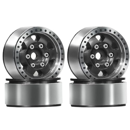 EGRMZ 1. 0 "Aluminium -Beadlock -Räder Kompatibel mit 1/18 1/24 RC -Crawler -Autos im Maßstab mit CNC -Metallfelgen kompatibel(4pcs Black) von EGRMZ