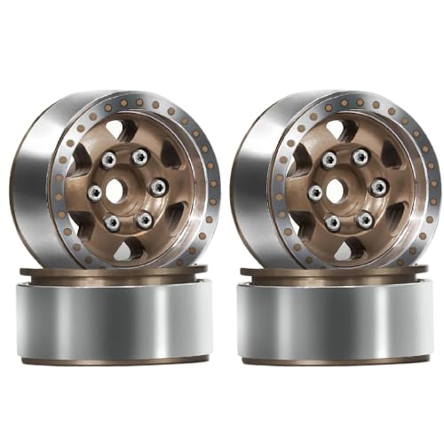 EGRMZ 1. 0 "Aluminium -Beadlock -Räder Kompatibel mit 1/18 1/24 RC -Crawler -Autos im Maßstab mit CNC -Metallfelgen kompatibel(4pcs Bronze Color) von EGRMZ