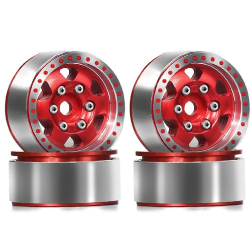 EGRMZ 1. 0 "Aluminium -Beadlock -Räder Kompatibel mit 1/18 1/24 RC -Crawler -Autos im Maßstab mit CNC -Metallfelgen kompatibel(4pcs red) von EGRMZ