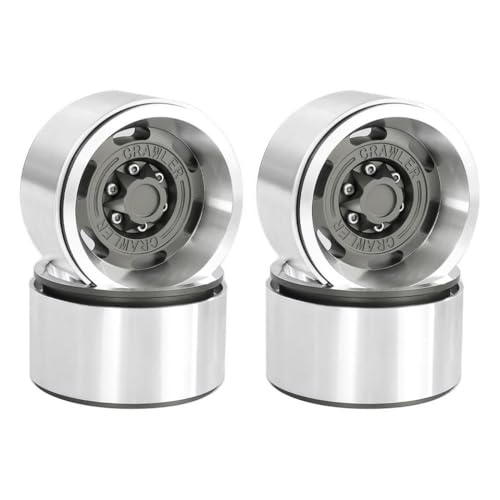 EGRMZ 1. 9 "Red Aluminium Beadlock Rim Rim Set Offset 4pcs kompatibel mit 1/10 RC-Crawler-Modellen wie Pro VS4-10 Gen8(Titanium 4pcs) von EGRMZ