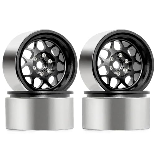 EGRMZ 4 Teile 2. 2 "Metall -Beadlock -Räder kompatibel mit 1/10 RC -Crawlern wie Pro Wraith RR10 RBX10 und ähnlichen Modellen(Black) von EGRMZ