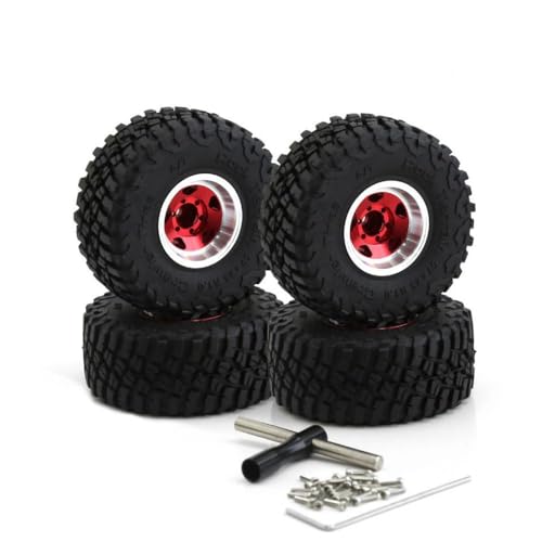 EGRMZ 4pcs 1. 0 Beadlock -Räder und Reifen kompatibel mit 1 24 1 18 Skala RC -Crawler -Autos wie SCX24 FMS AX24 90081 Modelle einschließlich Bronco C10(4pcs Red) von EGRMZ