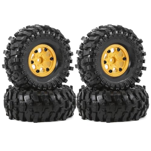 EGRMZ 4pcs 1. 9 Zoll grüner Plastikrad -Radnabe mit Gummi -Felsreifen, die mit 1 10 -Skala -RC -Crawler -Autos wie 90046 AXI03007 und ähnlichen Modellen kompatibel sind(4pcs Yellow) von EGRMZ