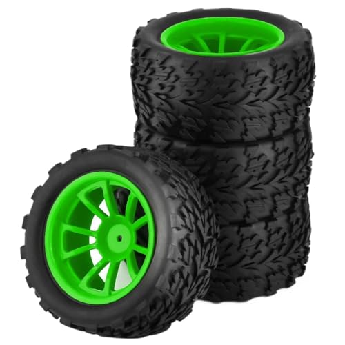 EGRMZ 4pcs 125 mm Gummi -RC -Reifen und Radfelgen 12 mm Sechstex(4pcs Green) von EGRMZ