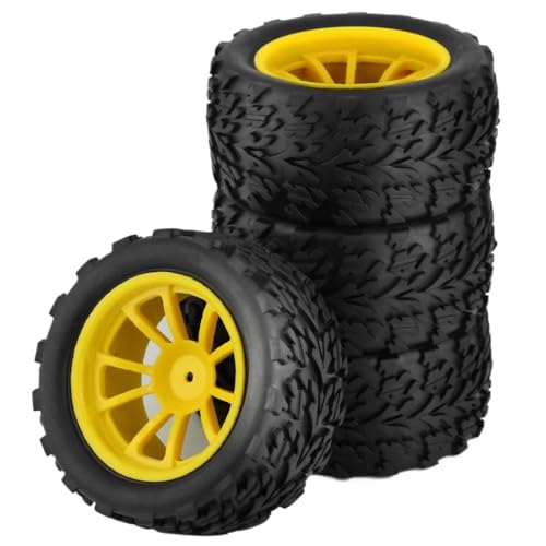 EGRMZ 4pcs 125 mm Gummi -RC -Reifen und Radfelgen 12 mm Sechstex(4pcs Yellow) von EGRMZ