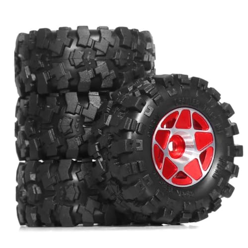 EGRMZ 57x25mm rot 1. 0 Schlammreifen weiche klebrige Reifen Kompatibel mit 1/18 1/24 Skala RC -Crawler -Modelle mit SCX24 FMS enthalten Sponge(1set red) von EGRMZ