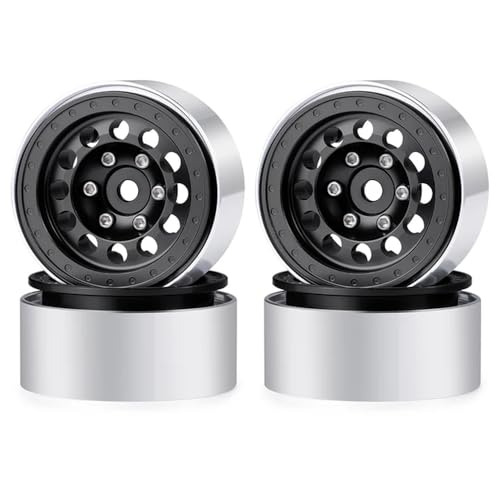 EGRMZ Kompatibel mit M Bronco K10, 1/18 RC-Automodellteilen, 4 Stück Beadlock-Felgen aus Aluminiumlegierung(Black) von EGRMZ