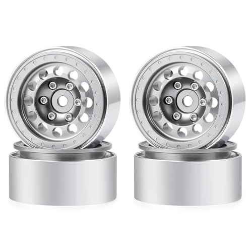 EGRMZ Kompatibel mit M Bronco K10, 1/18 RC-Automodellteilen, 4 Stück Beadlock-Felgen aus Aluminiumlegierung(Silver) von EGRMZ