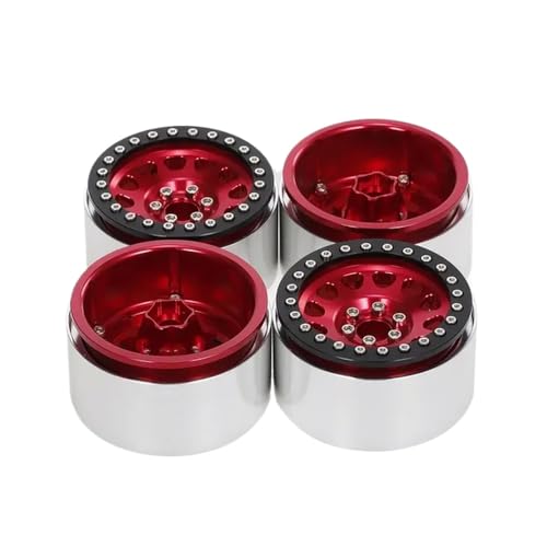 EGRMZ Kompatibel mit RR10 Wraith 90048 90018 TRX-6 4PCS 1/10 RC Rock Crawler Aluminium 2.2 Beadlock-Räder(Red) von EGRMZ