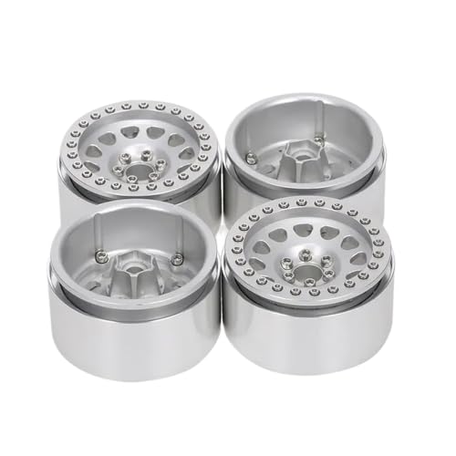 EGRMZ Kompatibel mit RR10 Wraith 90048 90018 TRX-6 4PCS 1/10 RC Rock Crawler Aluminium 2.2 Beadlock-Räder(Silver) von EGRMZ
