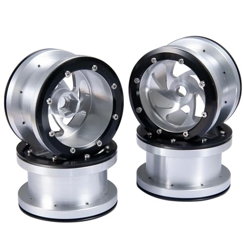 EGRMZ Kompatibel mit Wraith 90018 1/10 RC Crawler-Automodellteilen. 2,2-Zoll-Beadlock-Radfelgen, Naben und 40 mm Breite(Silver 4pcs) von EGRMZ