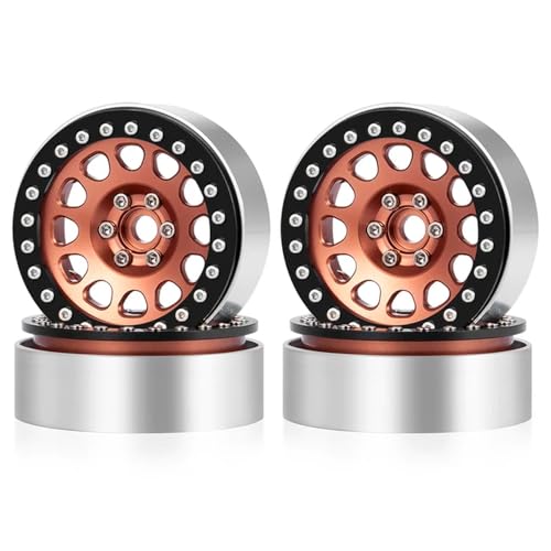 EGRMZ Kompatibel mit Wraith TRX-4 1/10 RC Rock Crawler Automodellteilen 4 Stück 2,2-Zoll-Beadlock-Felgen aus Metalllegierung(Brown 4Pcs) von EGRMZ