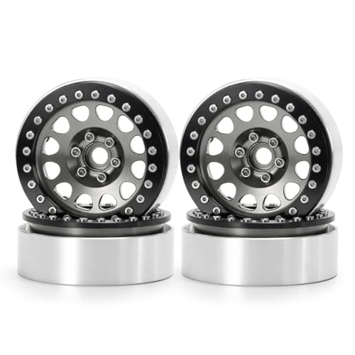 EGRMZ Kompatibel mit Wraith TRX-4 1/10 RC Rock Crawler Automodellteilen 4 Stück 2,2-Zoll-Beadlock-Felgen aus Metalllegierung(Titanium 4Pcs) von EGRMZ