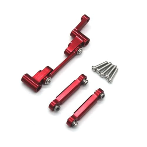 EGRMZ Lenkungsbaugruppe und Lenkstab -Upgrade Kompatibel mit 14303 14301 14302 1/14 Skala RC 4WD -Auto kompatible Metallteile(RED) von EGRMZ