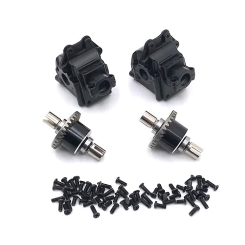 EGRMZ Metal Getriebe Differenzdifferential vordere Heck -Upgrade kompatibel mit RC -Automodellen 144010 144001 144002 124016 127017 124018 124019(Black) von EGRMZ