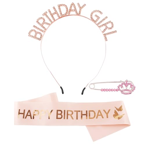 1 Mädchen-Geburtstags-Stirnband, 1 Schultergurt, 1 Brosche, Geburtstags-Set, Geburtstags-Tiara Für Frauen, Strass-Tiara 1 Mädchen-Geburtstags-Stirnband, 1 Schultergurt, 1 Brosche, Geburtstags-Set, Geburtstags-Tiara Für Frauen, Strass-Tiara von EHDWXVZM