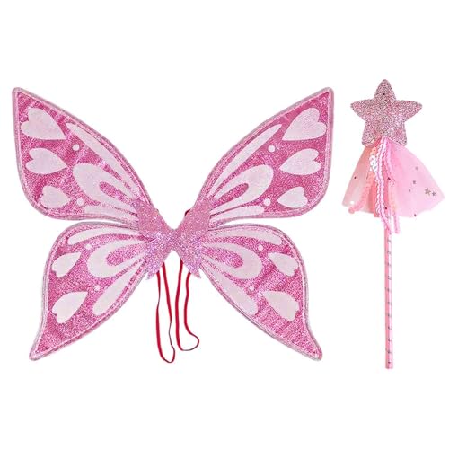 1 Stück Schmetterlingsflügel, 1 Stück Sternstab, Glänzende Schmetterlingsflügel, Partykleid-Schmetterlingsflügel, Bekleidungszubehör 1 Stück Schmetterlingsflügel, 1 Stück Sternstab, Glänzende Schmetterlingsflügel, Partykleid-Schmetterlingsflügel, Bekleidungszubehör von EHDWXVZM
