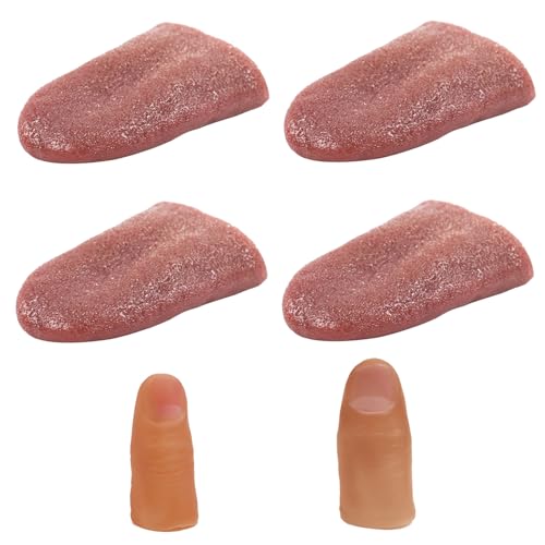 EHDWXVZM 4 Stück Falsche Zungen, 2 Stück Falsche Finger, Streichspielzeug, Künstliche Zungen, Performance-Requisiten, Lustige Spielzeuge EHDWXVZM 4 Stück Falsche Zungen, 2 Stück Falsche Finger, Streichspielzeug, Künstliche Zungen, Performance-Requisiten, Lustige Spielzeuge von EHDWXVZM