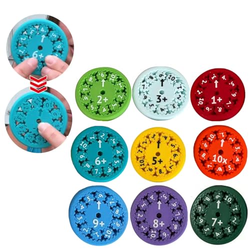 EHIOG 9 Stück Fidget Spinner Kinder, Mathematische Fidgetspinners, Lernspielzeug Fidgetspinner, zum Lernen von Multiplikation und Division (9 Stück - Multiplikation & Division) von EHIOG