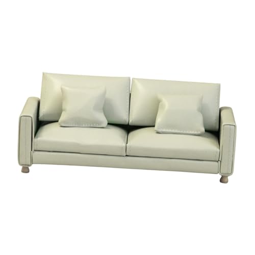EHJRE 1/12 Dollhouse Sofa Simulationszubehör Spielzeuglandschaft Lieferungen Möbelpuppenzubehör Dekoration für Schlafzimmer Wohnkultur, Grünes Doppelsofa von EHJRE