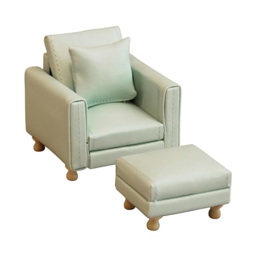 EHJRE 1/12 Dollhouse Sofa Simulationszubehör Spielzeuglandschaft Lieferungen Möbelpuppenzubehör Dekoration für Schlafzimmer Wohnkultur, Grünes Einzelsofa von EHJRE