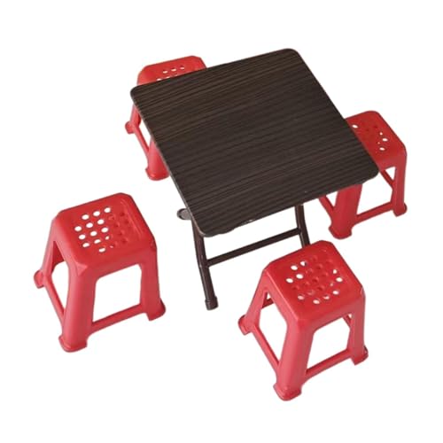 EHJRE 1:12 Mini Schreibtisch mit 4 Stühlen, Puppenzubehör, Dekoration für Zuhause, von EHJRE
