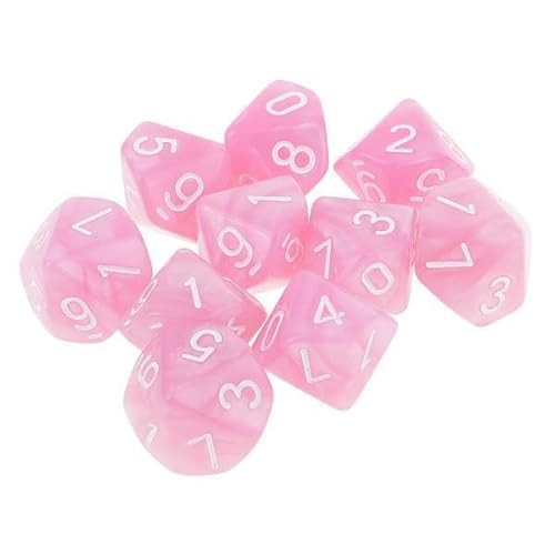 EHJRE 10 Stück D10 Würfel für Dungeons Und Dragons in Rosa, Option 1, 6 STK. von EHJRE