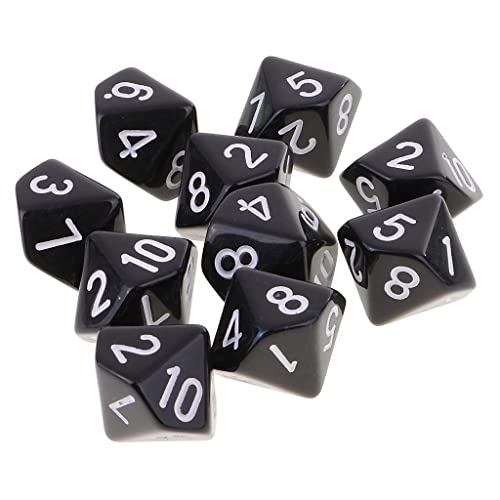 EHJRE 10 Stück D10 Würfel für Rollenspiele in Schwarz, Schwarz, 5 STK. von EHJRE