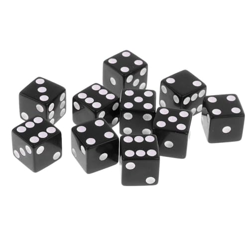 EHJRE 10 Stück D6 Würfel Spiele für and Dragons RPG Gaming 16mm, Schwarz von EHJRE