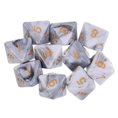 EHJRE 10pcs 8 Sided Dice D8 Polyedrische Würfel für and Dragons Tischspiele, Weiß grau, 16mm von EHJRE