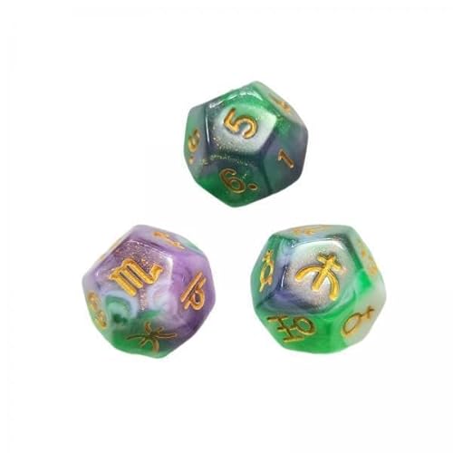 EHJRE 10x 3 Stück 12 Seitige Würfel mit Vielfältigem Kartenspiel, Party Bevorzugt Dices, Acryl für KTV Geburtstag, Brettspiel von EHJRE