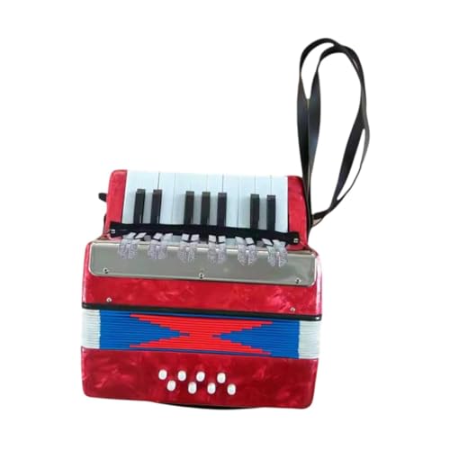EHJRE 17 Tasten 8 Bass Piano Akkordeon Tragbares Musikinstrument Zum Lernen von Kindern, Rot EHJRE 17 Tasten 8 Bass Piano Akkordeon Tragbares Musikinstrument Zum Lernen von Kindern, Rot von EHJRE