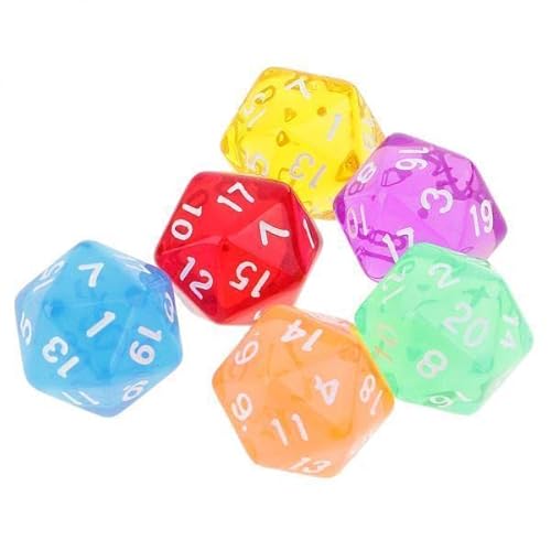 EHJRE 20 Seiten D20 Würfel Set Aus 6x6 Stück für Rollenspiele, Gemischte Farben, 6 STK. von EHJRE