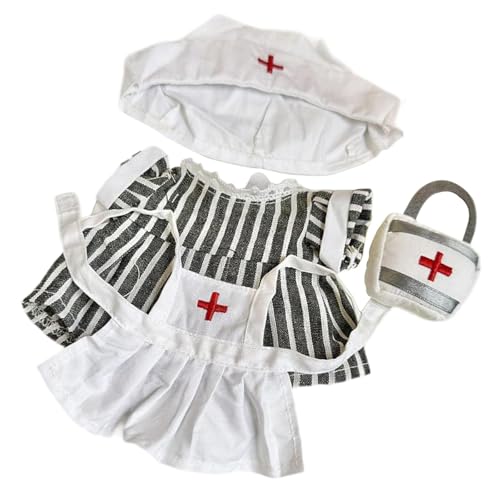EHJRE 20cm Plüsch Puppenkleidung Kuscheltiere Kleidung,Bequem,Puppenkleidung,Plüsch Puppenzubehör,Puppenkrankenschwester Outfit Süß, Grau von EHJRE