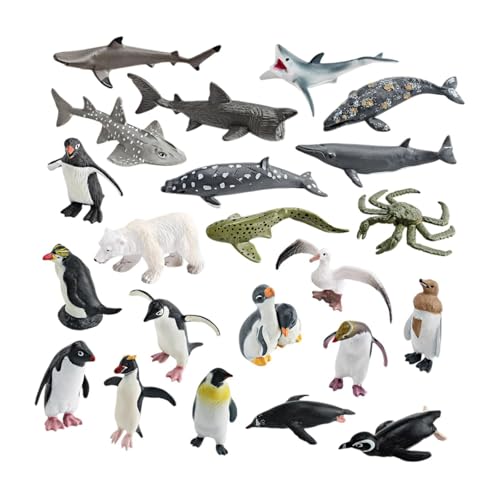 EHJRE 22x Meerestierfiguren Polartierfiguren Mini Meerestierfiguren für Aquarien, Style A von EHJRE